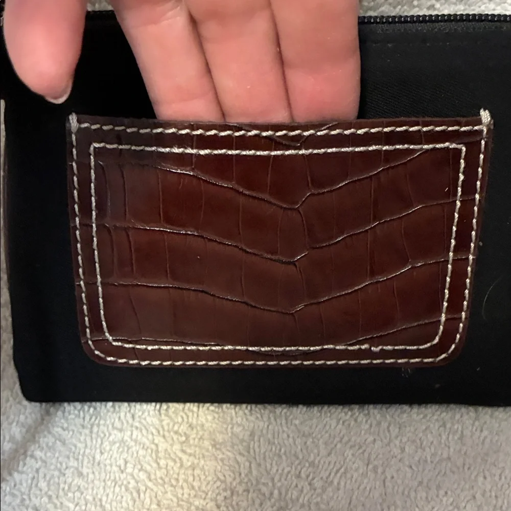 Liz Claiborne Black Suede Wristlet with Brown Croc Accent - Picture 4 of 14
